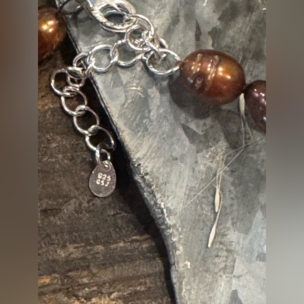 GSJ Chocolate Pearl Necklace with Sterling Clasp & Extender - Picture 3 of 4